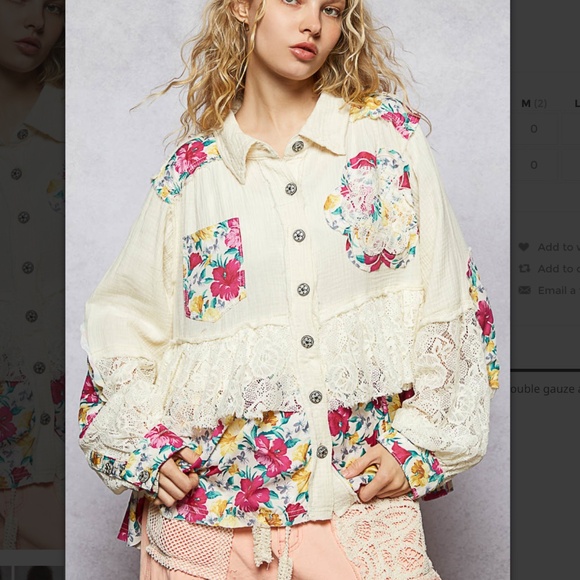 POL “ Holly “ POL A Line Top Jacket in Double Gauze and Lace Detail - Picture 1 of 5